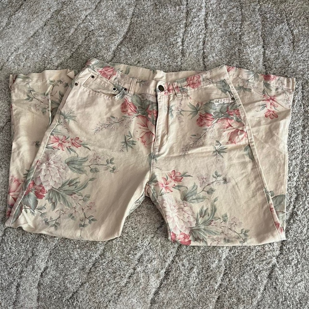 Ralph Lauren Yellow Floral Jean Capri/cropped Pants